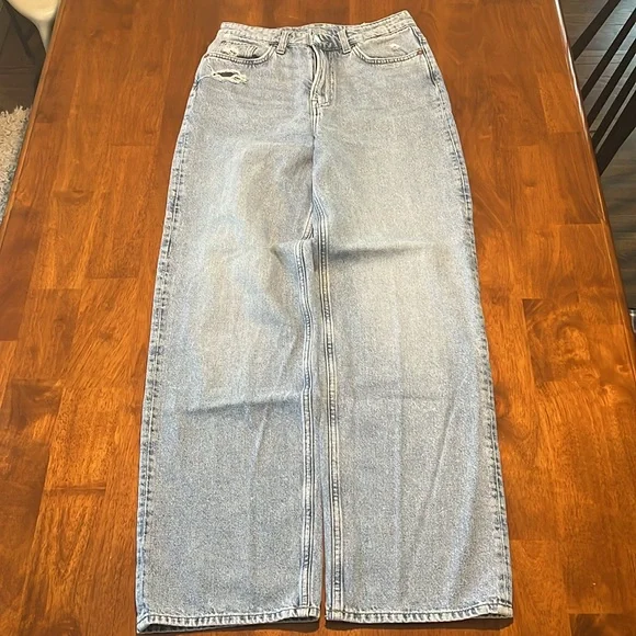 &Denim Loose Straight Distressed Jeans US 4 - Picture 3 of 15